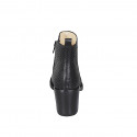 Botines para mujer en piel incrustada negra con elastico y cremallera tacon 6 - Tallas disponibles:  32, 33
