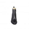 Botines para mujer en piel incrustada negra con elastico y cremallera tacon 6 - Tallas disponibles:  32, 33