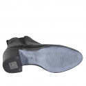 Botines para mujer en piel incrustada negra con elastico y cremallera tacon 6 - Tallas disponibles:  32, 33