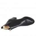 Botines para mujer en piel incrustada negra con elastico y cremallera tacon 6 - Tallas disponibles:  32, 33