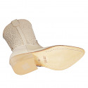Botte texan pour femmes avec demi fermeture éclair en cuir et cuir perforé beige talon 5 - Pointures disponibles:  33, 34, 35, 43, 45, 46
