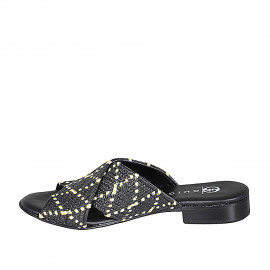 Sabo para mujer en rafia negra, blanca y amarillo tacon 2 - Tallas disponibles:  32, 33, 35, 42 2