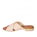 Woman's mule in beige, pink and white raffia heel 2 - Available sizes:  32, 33, 34, 35, 42, 43, 44