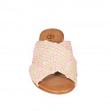 Woman's mule in beige, pink and white raffia heel 2 - Available sizes:  32, 33, 34, 35, 42, 43, 44