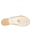 Woman's mule in beige, pink and white raffia heel 2 - Available sizes:  32, 33, 34, 35, 42, 43, 44