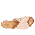 Woman's mule in beige, pink and white raffia heel 2 - Available sizes:  32, 33, 34, 35, 42, 43, 44