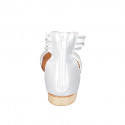 Woman's open shoe with zipper and rhinestones in white leather and silber laminated leather heel 2 - Available sizes:  32, 33, 35, 42, 43, 44, 45