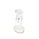 Chaussure ouverte pour femmes avec courroie en cuir blanc avec filet or talon 5 - Pointures disponibles:  33, 34, 35, 42, 43, 44, 45