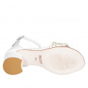Chaussure ouverte pour femmes avec courroie en cuir blanc avec filet or talon 5 - Pointures disponibles:  33, 34, 35, 42, 43, 44, 45