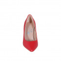 Zapato de salon puntiagudo para mujer en piel roja con tacon 7 - Tallas disponibles:  31, 33, 34, 35, 42, 43, 44