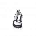 Scarpa stringata con cerniere da donna in pelle bianca e nera zeppa 3 - Misure disponibili: 32, 33, 34, 35, 42, 43, 44, 45