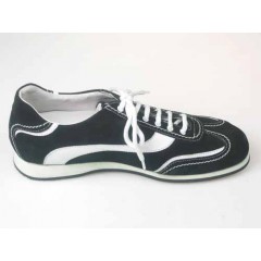 Zapato deportivo con cordones para hombre en gamuza negra y piel blanca - Tallas disponibles:  36 2