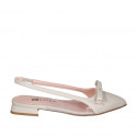 Slingback da donna con elastico e fiocco in pelle beige e vinile trasparente tacco 2 - Misure disponibili: 33, 35, 42, 43, 44