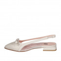 Slingback da donna con elastico e fiocco in pelle beige e vinile trasparente tacco 2 - Misure disponibili: 33, 35, 42, 43, 44