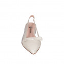 Slingback da donna con elastico e fiocco in pelle beige e vinile trasparente tacco 2 - Misure disponibili: 33, 35, 42, 43, 44