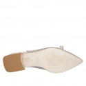 Slingback da donna con elastico e fiocco in pelle beige e vinile trasparente tacco 2 - Misure disponibili: 33, 35, 42, 43, 44