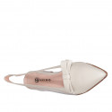 Zapato destalonado para mujer en piel beis y vinilo transparente con elástico y moño tacon 2 - Tallas disponibles:  33, 35, 42, 43, 44