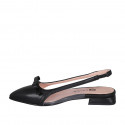 Slingback da donna con elastico e fiocco in pelle nera e vinile trasparente tacco 2 - Misure disponibili: 35, 42, 43, 44, 45