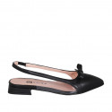 Slingback da donna con elastico e fiocco in pelle nera e vinile trasparente tacco 2 - Misure disponibili: 35, 42, 43, 44, 45