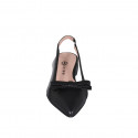 Slingback da donna con elastico e fiocco in pelle nera e vinile trasparente tacco 2 - Misure disponibili: 35, 42, 43, 44, 45