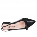 Slingback da donna con elastico e fiocco in pelle nera e vinile trasparente tacco 2 - Misure disponibili: 35, 42, 43, 44, 45