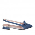 Slingback da donna con elastico e fiocco in tessuto jeans a pois argento e vinile trasparente tacco 2 - Misure disponibili: 34, 35, 42, 44, 45