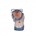 Slingback para mujer en tejido vaquero azul con lunares plateados y vinilo transparente con elástico y moño tacon 2 - Tallas disponibles:  34, 35, 42, 44, 45