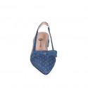 Slingback da donna con elastico e fiocco in tessuto jeans a pois argento e vinile trasparente tacco 2 - Misure disponibili: 34, 35, 42, 44, 45