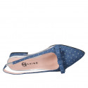 Slingback da donna con elastico e fiocco in tessuto jeans a pois argento e vinile trasparente tacco 2 - Misure disponibili: 34, 35, 42, 44, 45