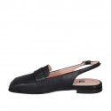 Slingback à bout carré pour femmes en cuir noir avec talon 1 - Pointures disponibles:  33, 35, 44, 45