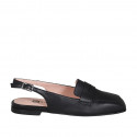Slingback à bout carré pour femmes en cuir noir avec talon 1 - Pointures disponibles:  33, 35, 44, 45
