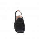 Slingback à bout carré pour femmes en cuir noir avec talon 1 - Pointures disponibles:  33, 35, 44, 45