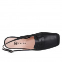Slingback à bout carré pour femmes en cuir noir avec talon 1 - Pointures disponibles:  33, 35, 44, 45