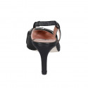 Woman's slingback pump in black leather with elastic band and accessory heel 7 - Available sizes:  32, 33, 34, 35, 42, 43, 44, 45
