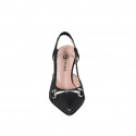 Woman's slingback pump in black leather with elastic band and accessory heel 7 - Available sizes:  32, 33, 34, 35, 42, 43, 44, 45