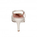 Woman's slingback pump in beige leather with elastic band and accessory heel 7 - Available sizes:  32, 33, 34, 35, 42, 43, 44