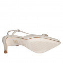 Woman's slingback pump in beige leather with elastic band and accessory heel 7 - Available sizes:  32, 33, 34, 35, 42, 43, 44