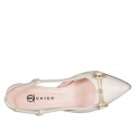 Woman's slingback pump in beige leather with elastic band and accessory heel 7 - Available sizes:  32, 33, 34, 35, 42, 43, 44
