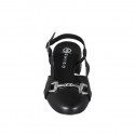 Woman's slingback with rounded tip and accessory in black leather heel 4 - Available sizes:  32, 33, 34, 35, 42, 43