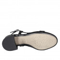 Woman's slingback with rounded tip and accessory in black leather heel 4 - Available sizes:  32, 33, 34, 35, 42, 43