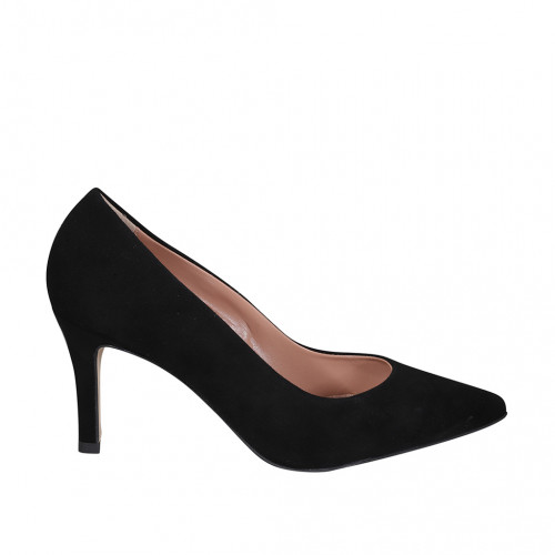 Escarpin à bout pointu pour femmes en daim noir talon 7 - Pointures disponibles:  31, 32, 33, 34, 35, 42, 43, 44, 45