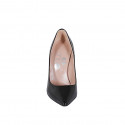 Zapato de salon a punta para mujer en charol negro con tacon 10 - Tallas disponibles:  31, 32, 35, 43, 44, 45