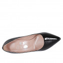 Zapato de salon a punta para mujer en charol negro con tacon 10 - Tallas disponibles:  31, 32, 35, 43, 44, 45