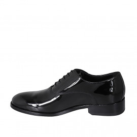 Zapato Oxford elegante con cordones para hombre en charol negro - Tallas disponibles:  36, 37, 38, 46, 47, 48, 49, 50, 51, 52 2