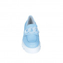Mocassin pour femmes avec chaîne translucide en cuir bleu clair talon 4 - Pointures disponibles:  32, 33, 34, 35