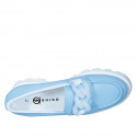 Mocassin pour femmes avec chaîne translucide en cuir bleu clair talon 4 - Pointures disponibles:  32, 33, 34, 35