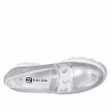 Woman's mocassin with translucent chain in silver laminated leather heel 4 - Available sizes:  32, 33, 34
