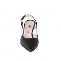 Slingback à bout pointu pour femmes en cuir verni noir avec talon bobine 5 - Pointures disponibles:  32, 33, 34, 35, 42, 43, 44, 45