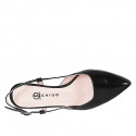 Slingback à bout pointu pour femmes en cuir verni noir avec talon bobine 5 - Pointures disponibles:  32, 33, 34, 35, 42, 43, 44, 45