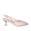 Slingback à bout pointu pour femmes en cuir verni nude avec talon bobine 5 - Pointures disponibles:  32, 33, 34, 35, 43, 44, 45